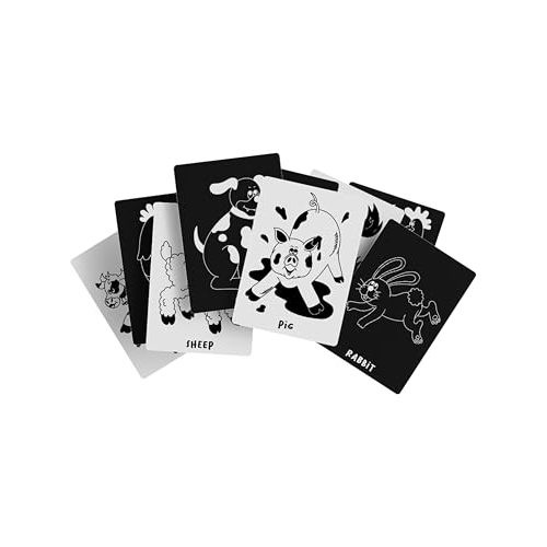 Lalo Art Cards - High Contrast Baby Cards, Black and White Baby Cards, Printed with Soy-Based Ink, Lead & Phthalate-Free, Set of 9 High Contrast Cards, Ideal Baby Gift for Development - Farm Animals
