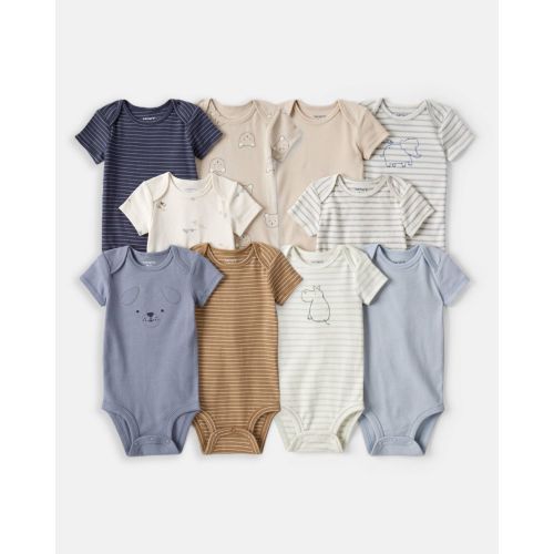 Baby Boy 10-Pack Animals Multipack Bodysuits - Blue/White/Navy/Brown | Carter's