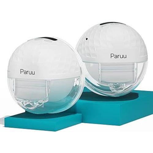 Paruu P10 Hands-Free Breast Pump Wearable, 338mmHg Strong Suction, Low Noise, 4 Modes & 9 Levels,19/21/24/28mm Insert/Flange, 2 Pack (White)