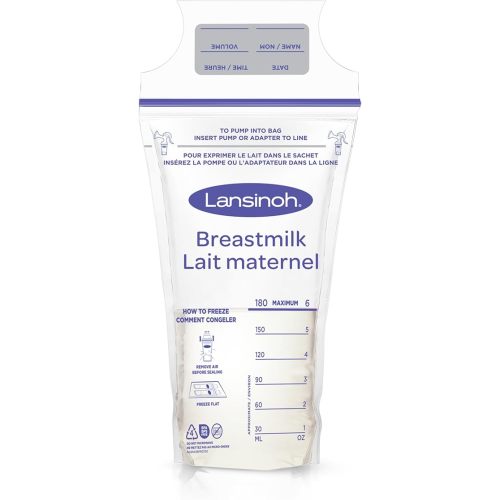 Lansinoh Breastmilk Storage Bags, Baby Essentials, Easy to Use Disposable Breastmilk Storage Bag, Airtight, Zipper Closure, Resealable, Refrigeration & Freezer Safe, BPA/BPS Free
