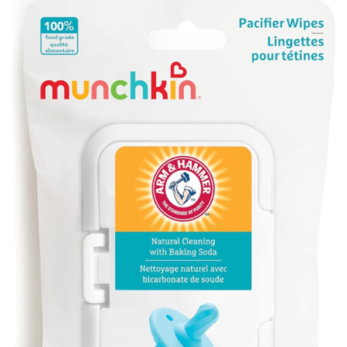 Munchkin Arm & Hammer Pacifier Wipes - Safely Cleans Breast Pump Parts and Feeding Essentials for Baby and Toddler, 1 Pack, 36 Wipes