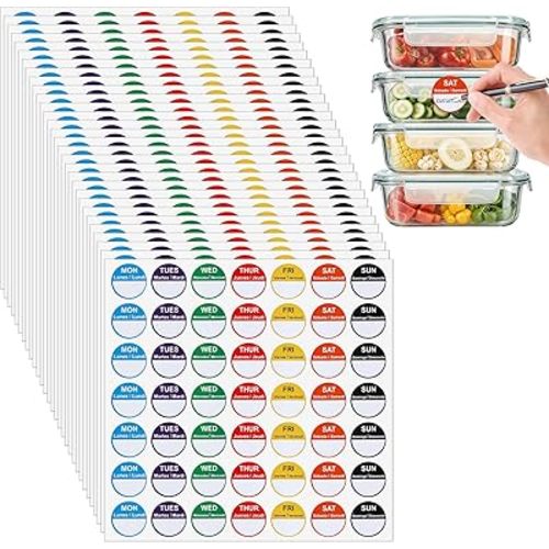 Food Labels Stickers,Day of The Week Stickers Removable Day Label Peel Tab for Food Container Kitchen Freezer Date Stickers Restaurant Supplies Week Monthly Planners Meal Prep Accessory(1470)