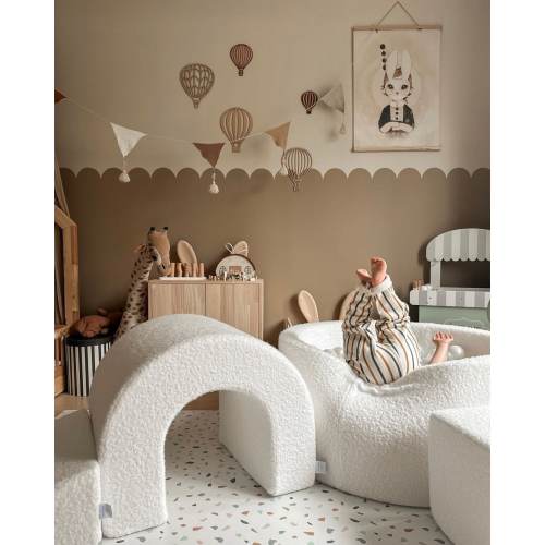 BOUCLE WHITE-Climbing, Large foam set with pool 90x40 + 300 balls, indoor home playground, gym, obstacle course for children, 5 elements