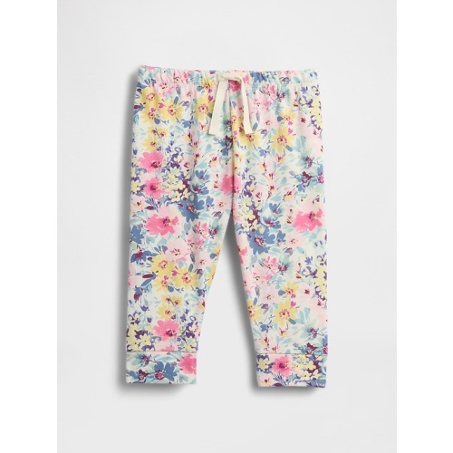 Gap Cotton Pull-On Pants, Ivory Frost Floral, Size 3-6 M