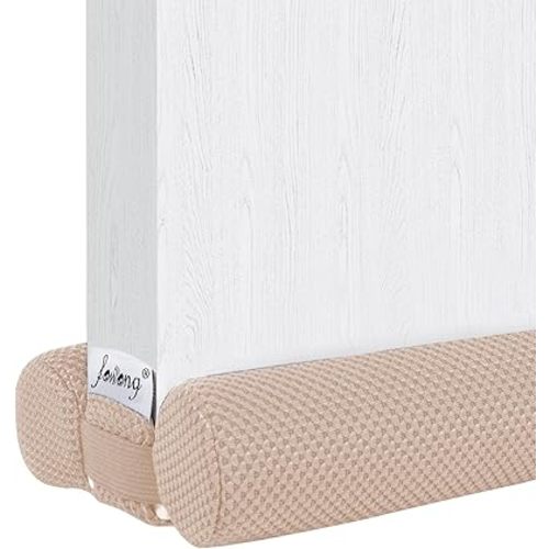 fowong Door Draft Stopper 30" to 36" Adjustable Draft Stopper for Bottom of Doors, Soundproofing Noise Blocker, Easy to Install, Beige