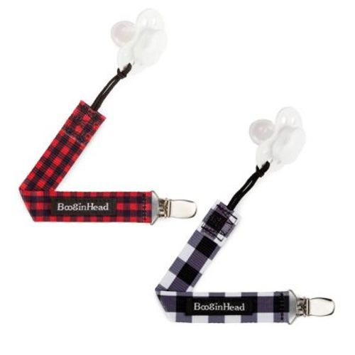 Booginhead 2pk Pacigrip Pacifier Clip Holder - Buffalo Check