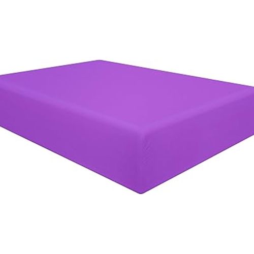 NTBAY Twin Fitted Sheet Only - Brushed Microfiber Deep Pocket Fitted Sheet - Soft, Wrinkle-Free, Fade-Resistant, Stain-Resistant, Hotel Quality Fitted Bed Sheet, Purple