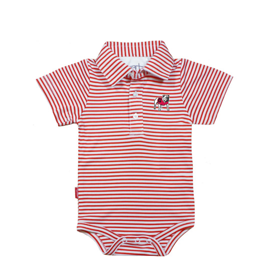 INFANT UGA Striped Polo Snap-Bottom One Piece – The Red Zone- Athens, GA