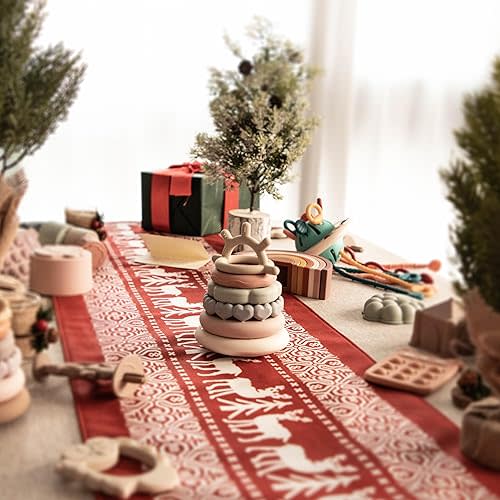 Moonkie Stacks of Circles Soft Teething Toy | Educational Learning Baby Toy | Stacking Ring Toys for Babies Boy and Girl | 7 Piece Teethers Set