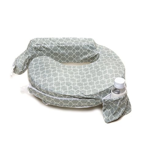 My Brest Friend Nursing Pillow - Deluxe - Enhanced Comfort w/ Slipcover - Ergonomic Breastfeeding Pillow For Ultimate Support For Mom & Baby - Adjustable Pillow W/ Handy Side Pocket, Flower Key Grey