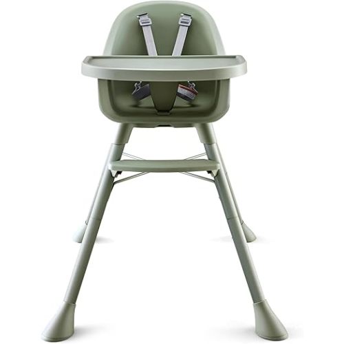 HARPPA 2 in 1 Baby High Chair for Babies and Toddlers, Convertible High Chairs with Removable Double Tray, Waterproof PU Seat Cushion, Anti-Slip Footrest and 5-Point Harness for 6–36 Months, Sage
