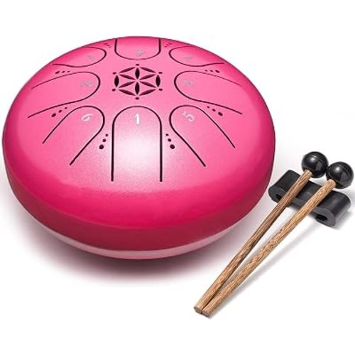 Steel Tongue Drum 6 Inch 8 Notes Musical Instrument, Rain Drum Style Gift