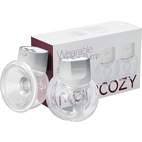 Momcozy Hands-Free Breast Pump S12 Pro, Wearable & Portable Pump with Soft DoubleFit Flange, 3 Modes | 9 Levels Double Electric Pump, Smart Display, 24mm, 2 Pack Cozy Grey