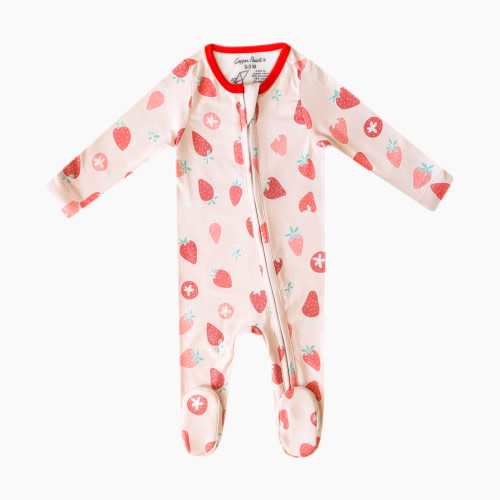 Copper Pearl Printed Zip-Up Footie - Strawberry, Newborn