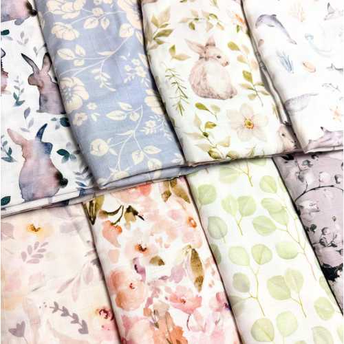 Baby Swaddle, Organic bamboo swaddle, baby blanket, muslin swaddle, baby shower gift, Floral baby blanket, rainbow, gender neutral, 47x47 in