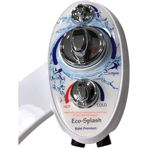 Bidet Attachment Toilet Eco-Splash Bidet Premium - Dual Nozzle - Hot and Cold Water - Self Cleaning Bidet Toilet Attachment