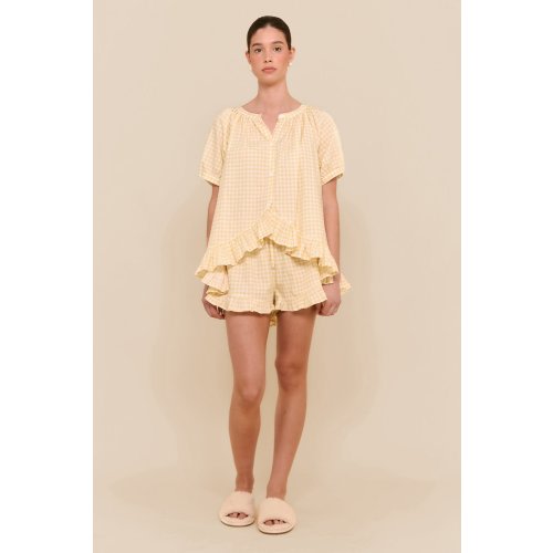 Sophie Sleep Set - Gingham Yellow - Size: S