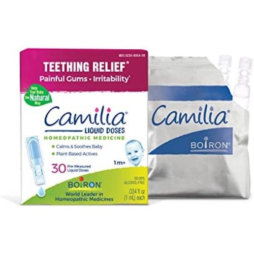 Boiron Camilia Teething Drops for Daytime and Nighttime Relief of Painful or Swollen Gums and Irritability in Babies - 30 Count