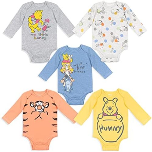 Disney Lion King Winnie The Pooh Nightmare Before Christmas Mickey Mouse Baby 5 Pack Bodysuits Newborn to Infant