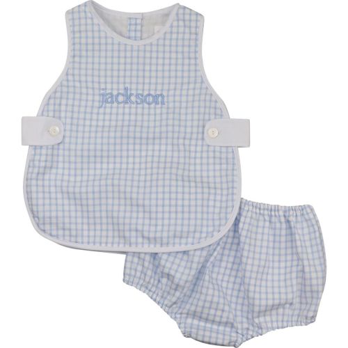 Blue Windowpane Tab Diaper Set – Cecil & Lou