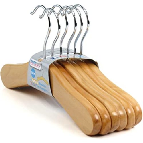 HANGERWORLD Newborn Hangers for Baby Clothes - Pack of 6, Size 9.8inch, Wooden, Rounded Edges and Swivel Hook