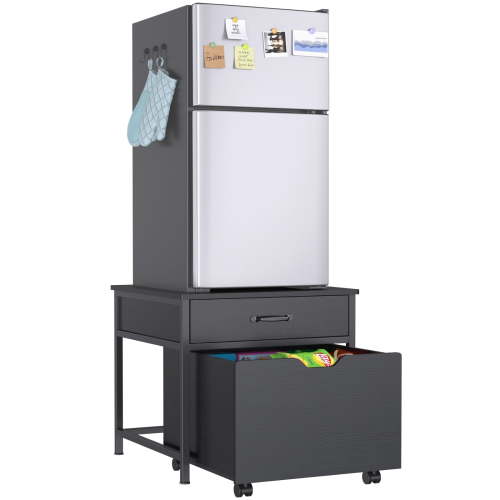 "GDLF Mini Fridge Stand with Storage, Sturdy Refrigerator Cart with Drawers, 21.7""x22.7""x22.3"
