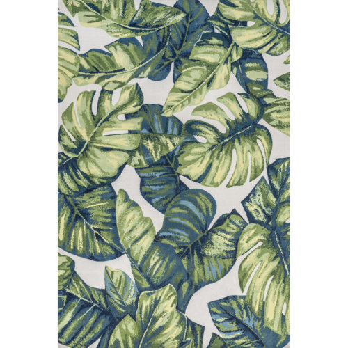 Commer Tropical Leaf Green Indoor/Outdoor Patio Rug