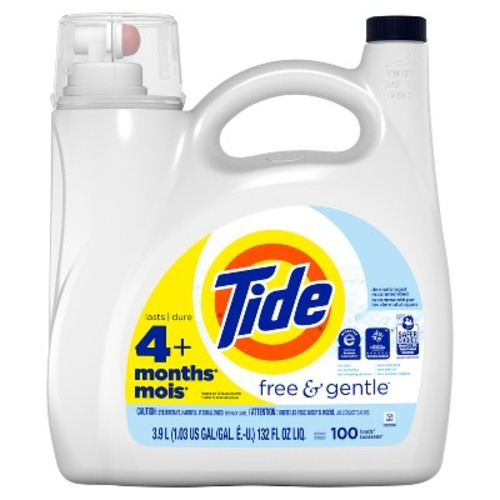 Tide Free & Gentle HE Compatible Liquid Laundry Detergent Soap, Size: 132 fl oz