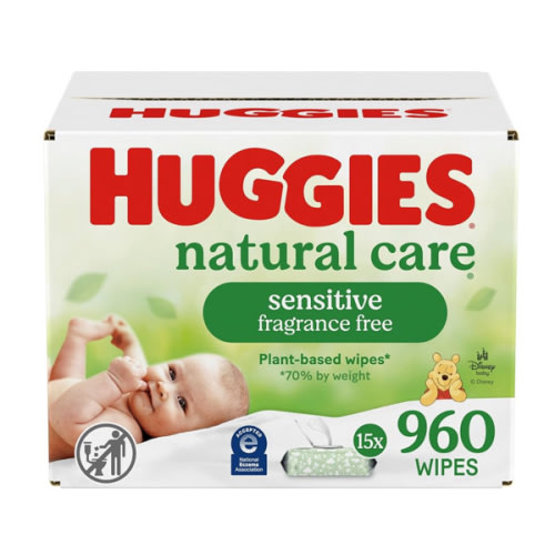 Huggies Natural Care Sensitive Baby Wipes, Unscented, Hypoallergenic, 6 Flip-Top Packs (288 Wipes Total)