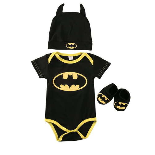 Meihuida Baby Boys Batman Romper & Accessories Set 100% Cotton, Short Sleeve, 6-12 Months