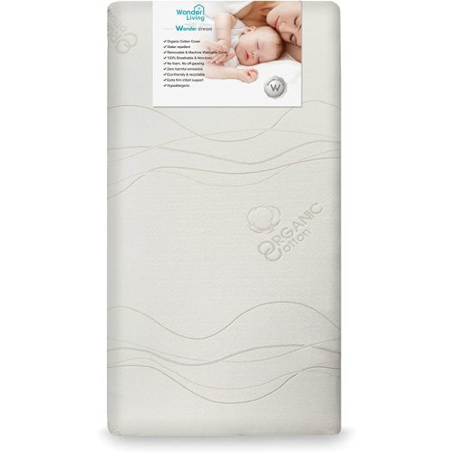 Wonder Dream Baby Crib Mattress and Toddler Mattress, Organic Cotton Cover, 100% Breathable, Non Toxic, No VOC's, Hypoallergenic