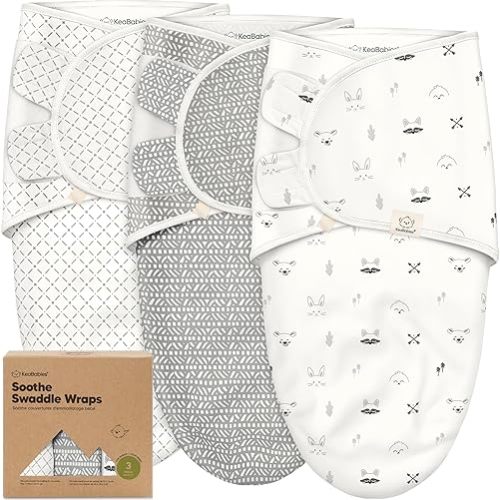 KeaBabies 3-Pack Organic Baby Swaddle Sleep Sacks - Swaddles for Newborns, Infant 0-3 Months, Baby Girls, Boys, Soft & Snug Newborn Sleep Sack, Nursery Swaddling Blankets (Nordic)