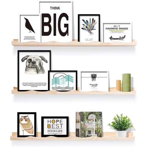 Floating Bookshelf for Kids, Floating Shelves for Wall Cloud Picture Ledge Shelf Natural 35.4 Inches Nursery Book Shelves Set 3, Baby Book Shelf for Kids Room, Toddler Room, Baby Room, Nursery Decor