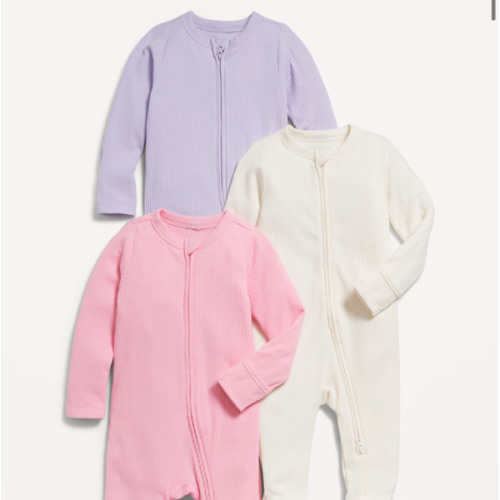 Sleep & Play 2-Way-Zip Footed One-Piece 3-Pack for Baby | Old Navy