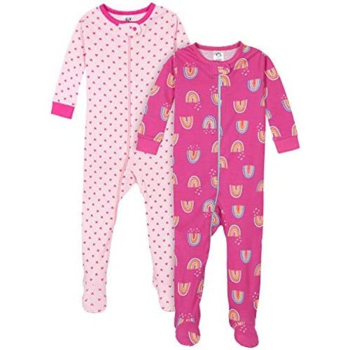Gerber Baby Girls' 2-Pack Footed Pajamas