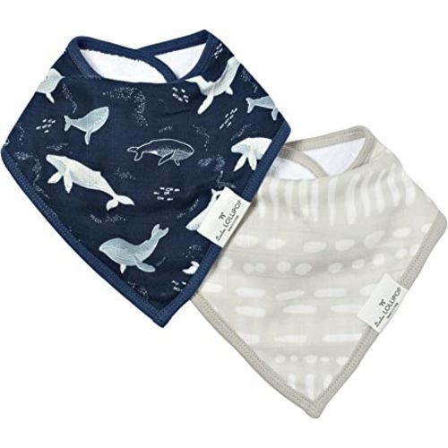 Loulou Lollipop Muslin Bandana Bib Drool Bib Set for Baby Girl and Boy, Adjustable 3 to 36 Months, 2 Pack