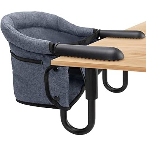Hook On High Chair - Portable & Foldable for Babies 6-36 Months, Family & Travel Use with Carry Bag (Grey)