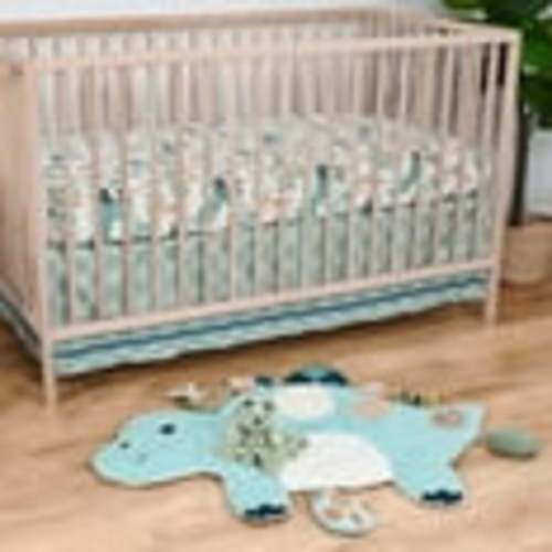The Peanutshell 4-Piece Dino Full Nursery Set with Tummy Time Mat, Security Blanket, and More