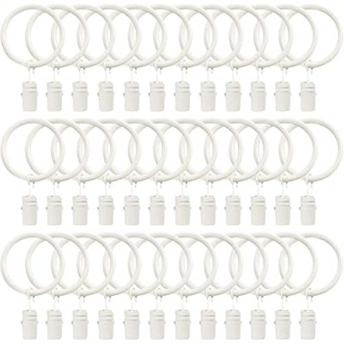36 Pack Curtain Clips for 5/8 Inch Curtain Rod Strong Metal Decorative Rustproof Drapery Window Curtain Ring with Clips 1 Inch Interior Diameter (White, 25mm)