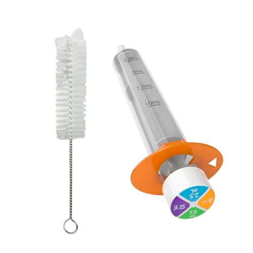 EZY DOSE Kids Baby Oral Syringe & Dispenser with Cleaning Brush, True Easy Design for Liquid Medicine, Easy to Control, 10 mL/2 TSP Color Coded, BPA Free, Made in the USA