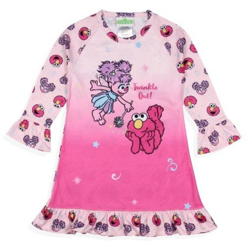 Sesame Street Girls' Twinkle Out Elmo Abby Cadabby Sleep Pajama Dress Nightgown Pink, Color: Pink, Size: 5t