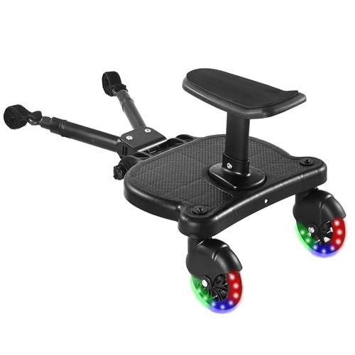 Universal Stroller Board Buggy Board with 2 LED Lighted Wheels and Detachable Seat, 2in1 Sit and Stand Stroller Glider Board Holds Children Up to 55 LBs City Mini Stroller Standing Board