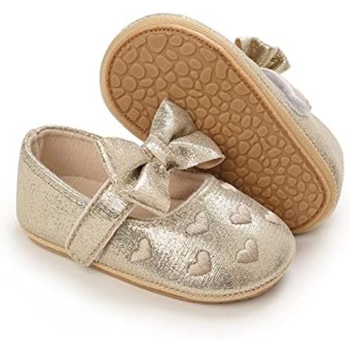 LAFEGEN Baby Girls Mary Jane Flats with Bownot Non Slip Soft Sole PU Leather Newborn Infant Toddler First Walker Cirb Dress Shoes