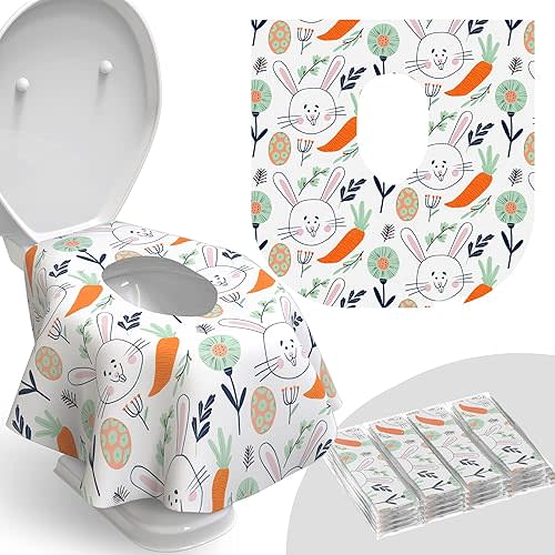 Toilet Seat Covers Disposable - 20 Pack - Waterproof, Ideal for Kids and Adults – Extra Large, Individually Wrapped for Travel, Toddlers Potty Training in Public Restrooms (Easter Bunny, 20)