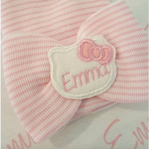 Personalized newborn cat hat, Newborn hat, newborn girl, baby girl hospital hat, Baby Name Hat. Hospital Newborn Beanie, Newborn girl hat