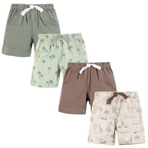 Hudson Baby Infant Boy Shorts Bottoms 4-pack, Safari Scene, 6-9 Months