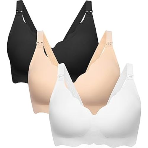 Angelhood Nursing Bras for Breastfeeding Ultra Comfort Seamless Maternity Bra Pack Wireless Pregnancy Bralette Bra Extender
