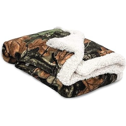 TrailCrest Baby Camo Blanket Infant Camo Accent Soft Sherpa and Plushed Lined Coral Fleece Swaddle, Toddler Stroller Blanket Gift Blanket (Everest White)