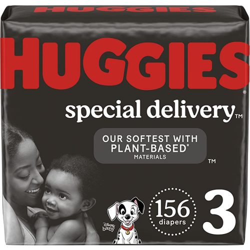 Hypoallergenic Baby Diapers Size 3 (16-28 lbs), Huggies Special Delivery, Fragrance Free, Safe for Sensitive Skin, 156 Ct