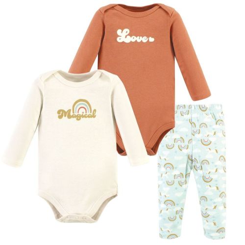 Hudson Baby Infant Girl Long-Sleeve Bodysuits and Pants, Magical Rainbow